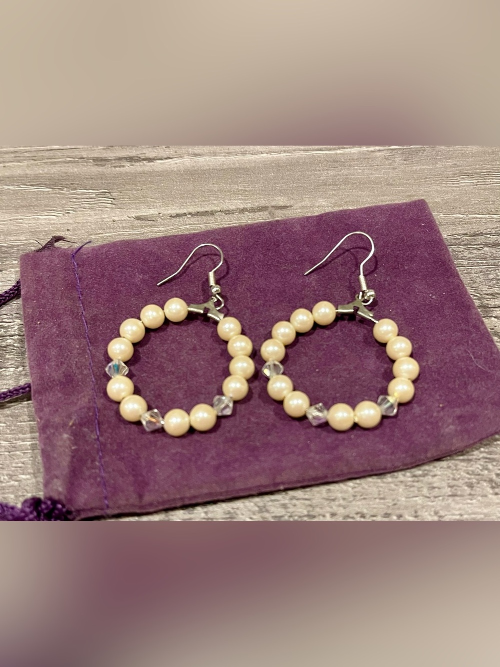 Elegant Pearl Hoop Earrings with Crystal Accents